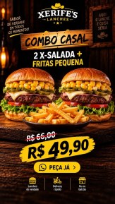 2 X-salada + fritas pequena
