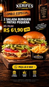 2 salada Burguer + fritas pequena
