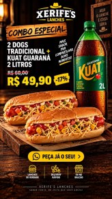 2 Dogs Tradicional + Kuat Guaraná 2 litros