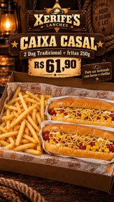 Caixa Casal 2 Dog tradicional + fritas (250 gramas)