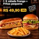 1 Dog tradicional + 1 X salada frango + Fritas pequena