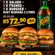 1 X salada + 1 x frango +  1 X Burguer + Kuat Guaraná 2 litros