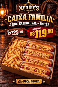 Caixa Família 4 Dog tradicional + fritas (400 gramas)